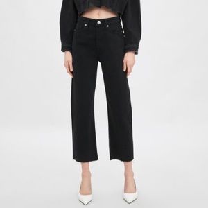 Zara hi-rise straight leg ankle jean with raw hem